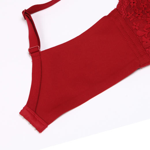 都市丽人自然舒适B杯适穿蕾丝内衣中厚款3/4杯常规文胸树脂胶圈三排扣新年本命年红品LB35M6 商品图9