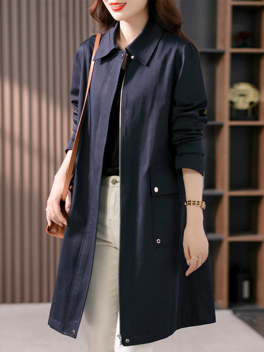 YX【定制25天】气质风衣外套女2023秋季新款韩版宽松百搭显瘦休闲中长款上衣 商品图3