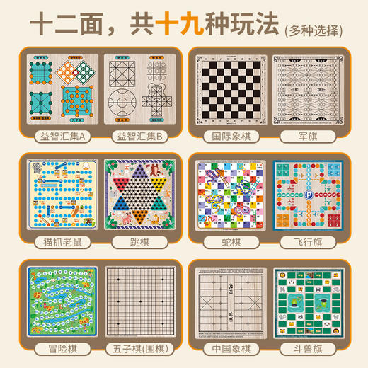 「亲子互动！多种玩法」跳棋飞行棋五子棋斗兽棋多功能棋盘儿童游戏棋类益智棋类大全玩具 商品图3