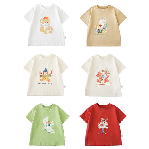 女童春夏宽松童装T恤趣味印花弹力针织纯棉男宝宝短袖复古舒适潮 商品图4