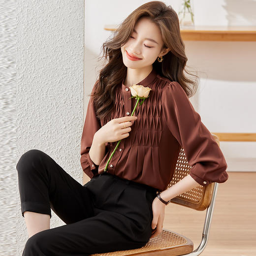 新款长袖衬衫百搭小众显瘦洋气衬衣时尚简约宽松春秋休闲 商品图3