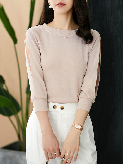 UG【现货7天】针织衫毛衣女2022春季新款小心机慵懒风薄款洋气女士打底上衣 商品图1