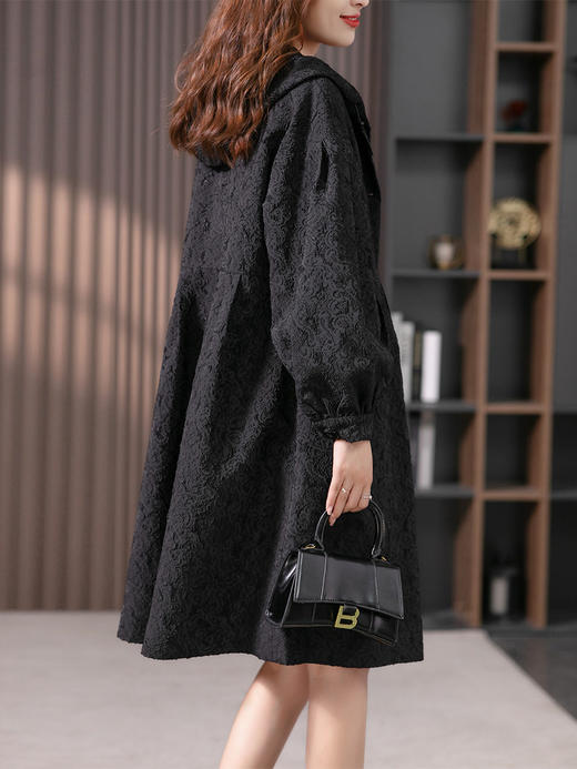 设计感提花风衣女中长款2023秋季新款韩版休闲宽松外套高端 商品图3