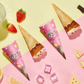 伊利巧乐兹草莓乳酪柠檬口味脆筒冰淇淋70克/支*4支 商品图2
