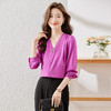 新款长袖衬衫百搭小众洋气显瘦春夏时尚宽松春秋纯色韩版v领 商品缩略图0