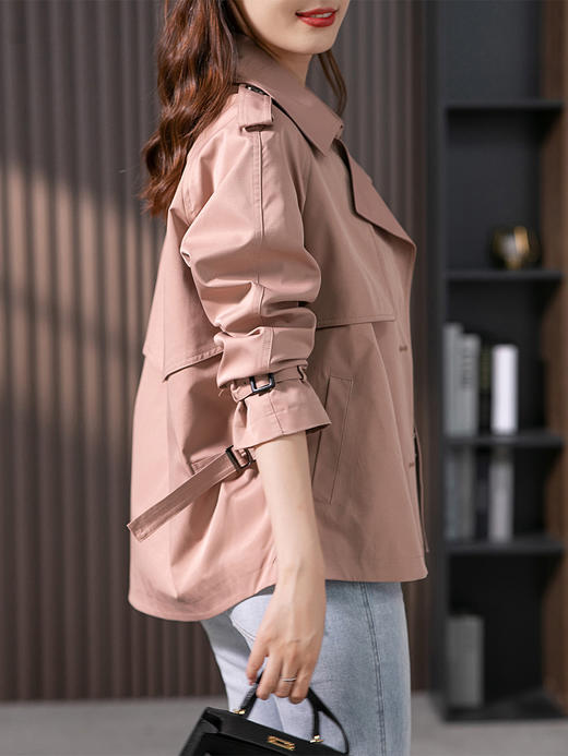 YX【定制15天】设计感短款风衣外套女2023秋季新款韩版高级感气质宽松上衣 商品图4