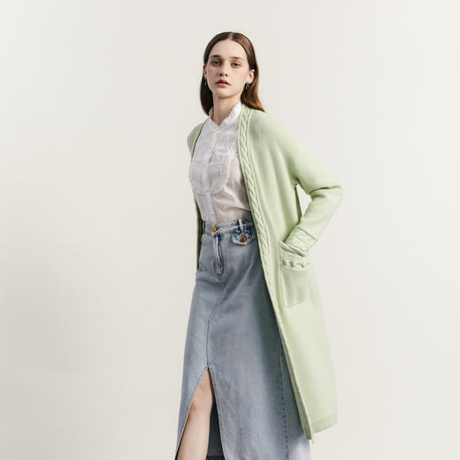 谜底长款针织开衫外套女2023秋新款复古后背绣花针织衫233MZ1275 商品图1