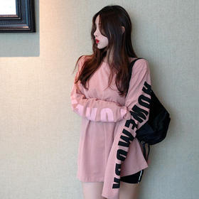 【时尚百搭❗️韩版chic印花T恤】宽松设计和大字母印花长袖上衣女秋季新款学生百搭显瘦t恤潮