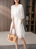 YX【定制17天】高级感刺绣绣花苎麻连衣裙女2023夏季新款灯笼袖显瘦中长裙 商品缩略图3