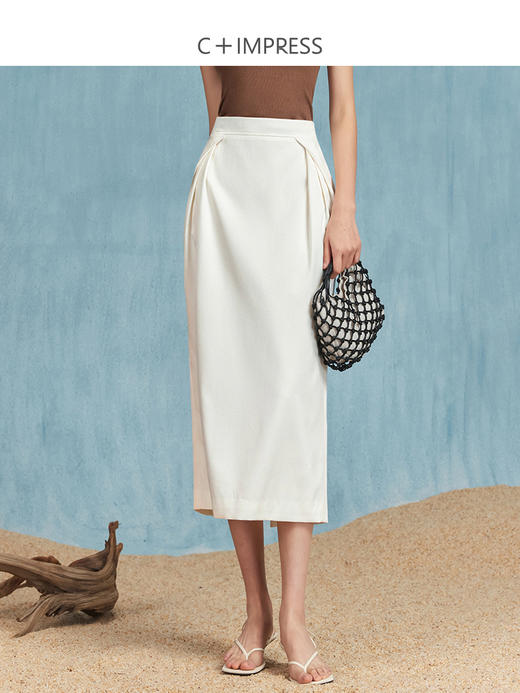 西嘉C+IMPRESS/西嘉日本进口气质半身裙女秋季桃皮绒肌理感郁金香裙子BQ2303004 商品图1