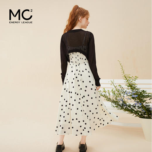 mc2波点碎花连衣裙套装女秋季新款茶歇法式收腰吊带裙气质显瘦 商品图2