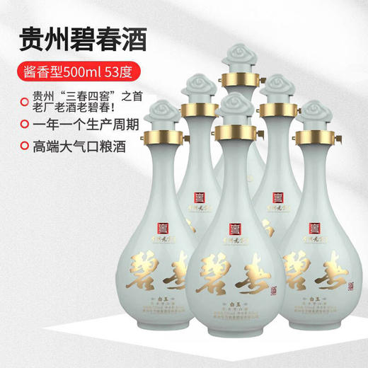 大曲酱香 贵州老三春之首 碧春 白玉 酱香型53度500ml*6 商品图1