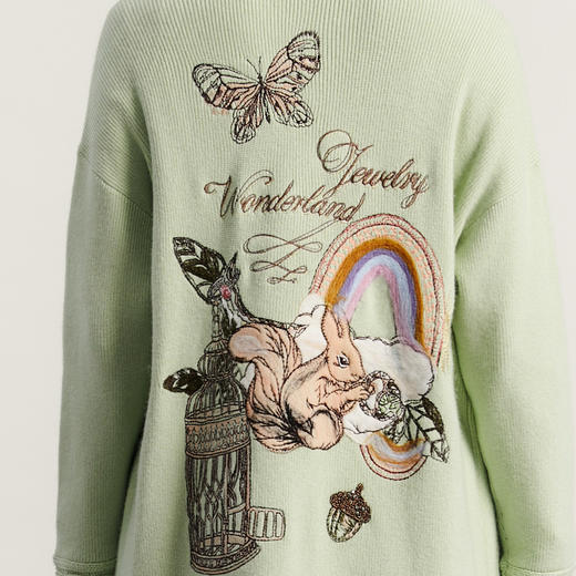 谜底长款针织开衫外套女2023秋新款复古后背绣花针织衫233MZ1275 商品图3