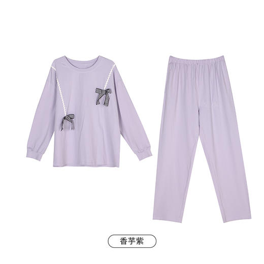 都市丽人生活家居女士睡衣26支CVC单面棉质薄款长袖长裤类家居服套装LH32J3 商品图9