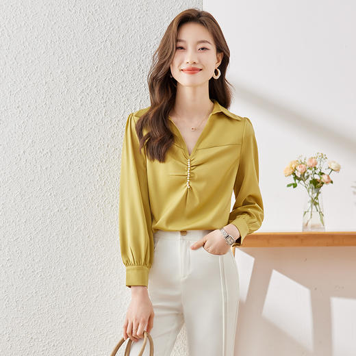 新款长袖衬衫百搭小众洋气显瘦春夏时尚春秋宽松休闲纯色 商品图2