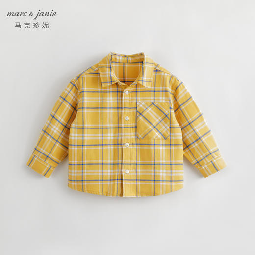 马克珍妮秋装新款 男童学院风纯棉格纹衬衫 儿童衬衣231839 商品图0