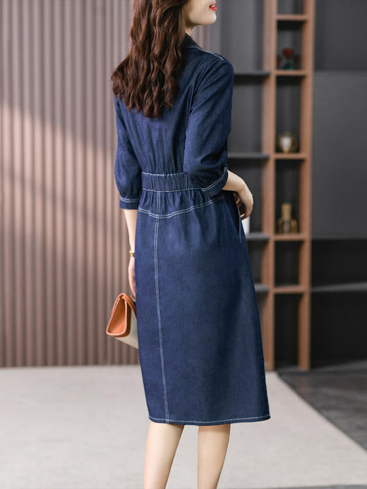 YX【现货7天】牛仔连衣裙女高级感2023夏季新款法式气质高腰设计感长裙子 商品图4