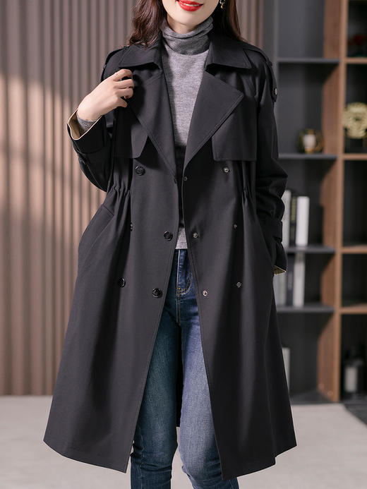【定制25天】高级感风衣外套女2023秋季新款韩版系带宽松显瘦中长款大衣 商品图2