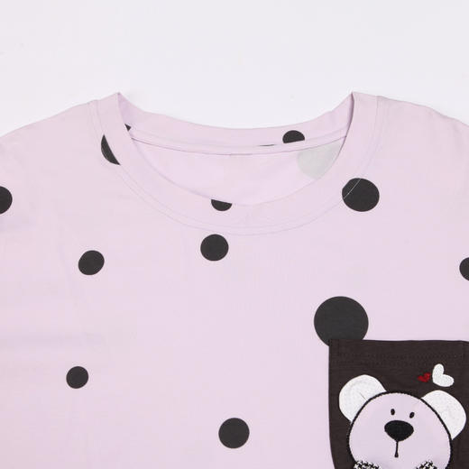 都市丽人生活家居女士睡衣26支CVC单面棉质薄款长袖长裤类家居服套装新年本命年红品LH32J8 商品图4