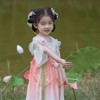 女童汉服粉色短袖古风刺绣襦裙连衣裙 商品缩略图2