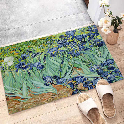 硅藻泥防滑吸水复古梵高油画入户地垫门垫卫生间浴室家用装饰脚垫 商品图5