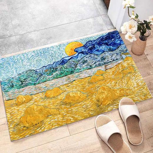 硅藻泥防滑吸水复古梵高油画入户地垫门垫卫生间浴室家用装饰脚垫 商品图2
