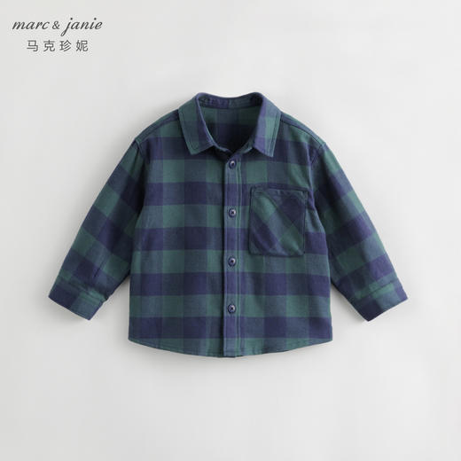 马克珍妮秋装新款 男童学院风纯棉格纹衬衫 儿童衬衣231839 商品图2