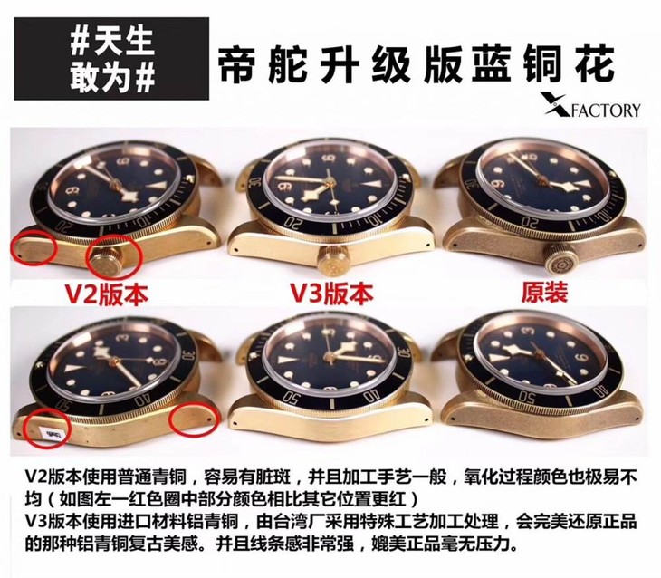 XF厂帝舵蓝铜花V3升级版「9015机芯非裸机」-XF厂帝舵铜花复刻表