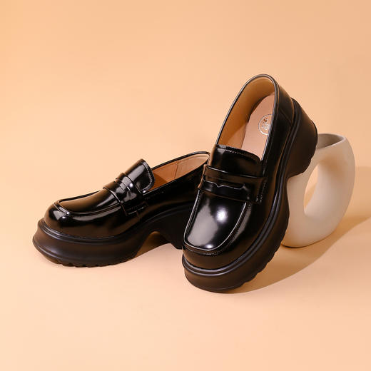 Safiya/索菲娅2023秋季新品 潮流厚底粗跟方头复古英伦JK小皮鞋乐福鞋 SF33112054 商品图4