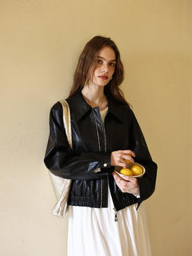 HeyDress黑色皮衣外套女秋季宽松显瘦机车风pu皮夹克短款休闲上衣