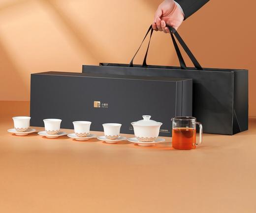 【超值】小罐茶浩影·白瓷盖碗套组一碗四杯四碟一公杯高端商务茶具一整套 商品图5