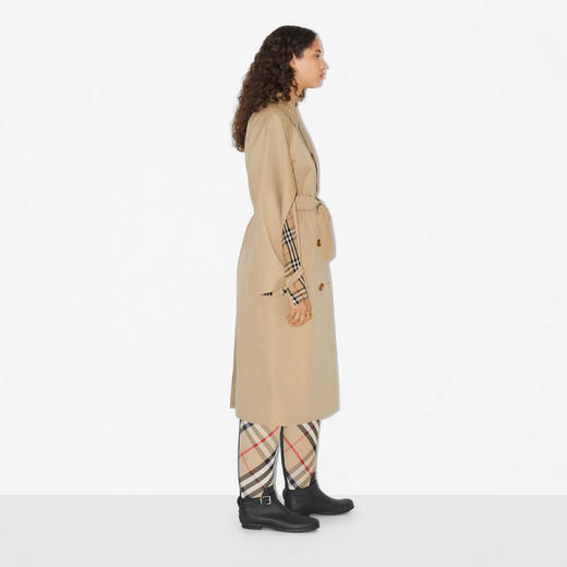 BURBERRY 巴宝莉 女士棉质嘎巴甸 Trench 风衣 卡其色 8073541 A1366 商品图2