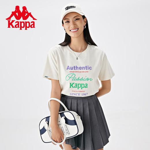 Kappa卡帕纯棉短袖2023新款女夏运动休闲半袖字母印花圆领T恤K0D62TD87 商品图2