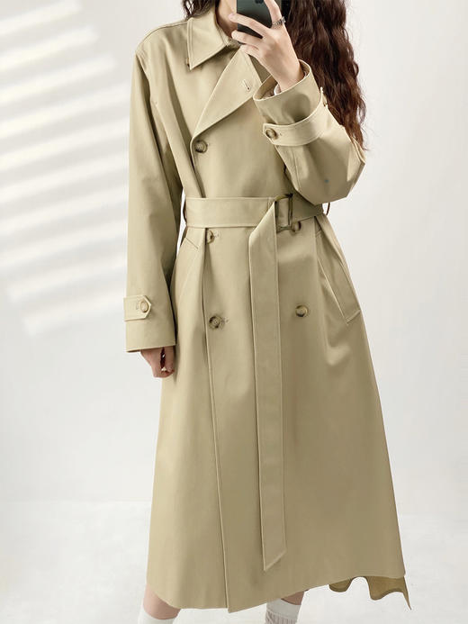 YX【定制17天】轻奢小众拼接长款风衣女2023秋季新款韩版设计感后背抽褶百搭外套 商品图2