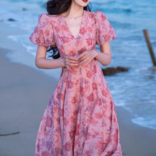 裁缝学苑AS87法式V领茶歇连衣裙 纸样裙子泡泡袖长裙女装裁剪衣服 商品图1