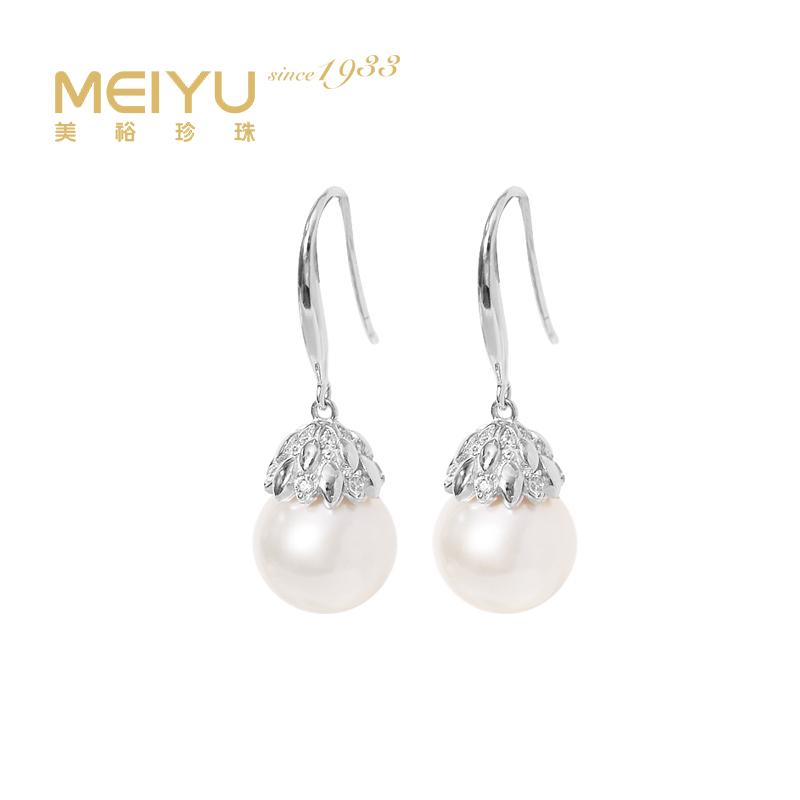 美裕  银925淡水珍珠耳钉 9-10mm白106569