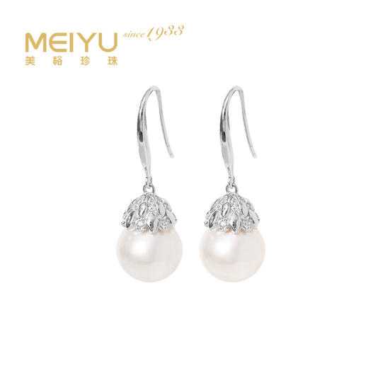 美裕  银925淡水珍珠耳钉 9-10mm白106569 商品图0