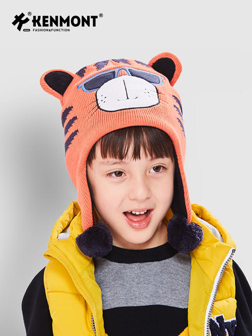 【云优选】卡蒙可爱卡通动物设计儿童毛线帽摇粒绒护耳亲肤保暖针织帽6-9岁 商品图10