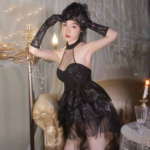【柔情蜜意】亮闪 黑天鹅 蓬蓬礼服 裙子 情趣内衣 纯欲 性感 制服 型号：6505 商品图6