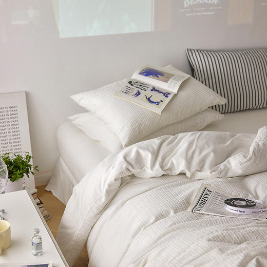 【条纹提花套件】全棉条纹提花四件套床品套件酒店名宿4件套纯棉床单  良品 商品图7