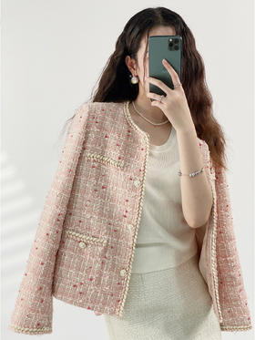 YX【定制10天】设计感小香风羊毛短外套女2023秋季新款韩版通勤百搭气质减龄上衣