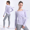健身瑜伽长袖女速干透气宽松跑步运动罩衫束腰显瘦长袖T恤瑜伽服LW 000 TX45 商品缩略图1