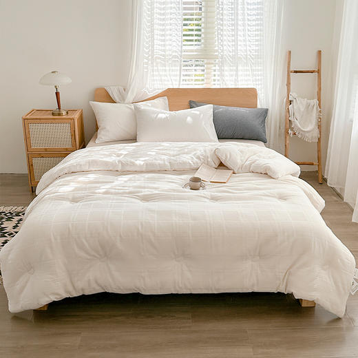 【原棉民宿被子】提花大格大豆被芯白色柔软被子全棉原棉民宿被子学生 商品图11