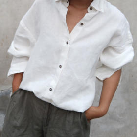 全麻质地，中性款， 极简舒适，经典款白衬衫