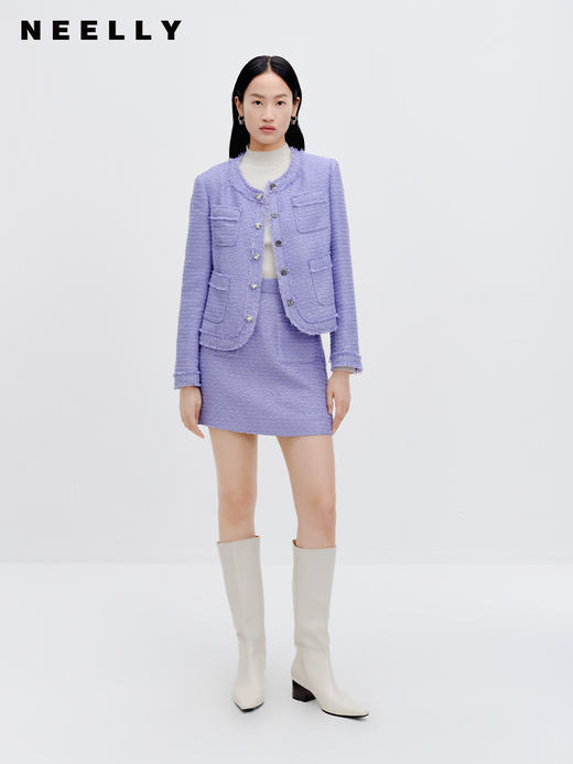 NEELLY纳俪商场同款小香风半身裙2023秋新款时尚精致双口袋A字裙N23083E01161 商品图1