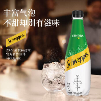 可口可乐怡泉 可口可乐 Schweppes 无糖零卡 柠檬味 苏打水 400ml*12瓶 商品图5