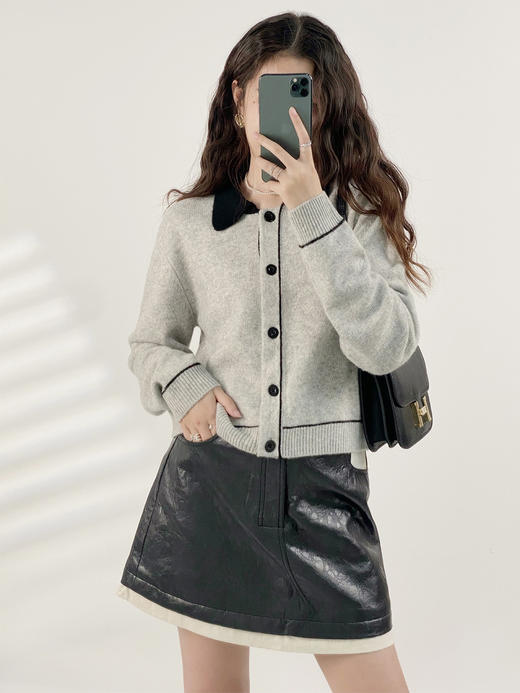 YX【定制7天】法式polo领质感上衣女2023新款秋装小个子休闲百搭时尚羊毛短外套 商品图0