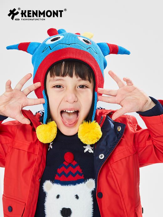 【云优选】卡蒙可爱卡通动物设计儿童毛线帽摇粒绒护耳亲肤保暖针织帽6-9岁 商品图13