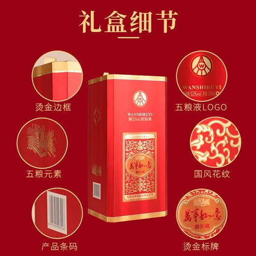 【2022年】五粮液股份出品 万事如意 喜如意 浓香型 52度 500ml x6 整箱 商品图2