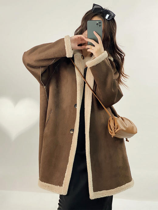 YX【定制17天】两面穿高级感羊毛大衣女2022冬季新款韩版时尚百搭中长款保暖外套 商品图1